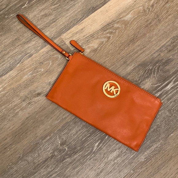 MICHAEL Michael Kors Handbags - Michael Kors Orange Leather Wristlet